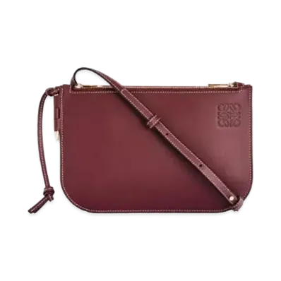 LOEWE Gate Double Zip Pouch In Soft Calfskin "Malbec"