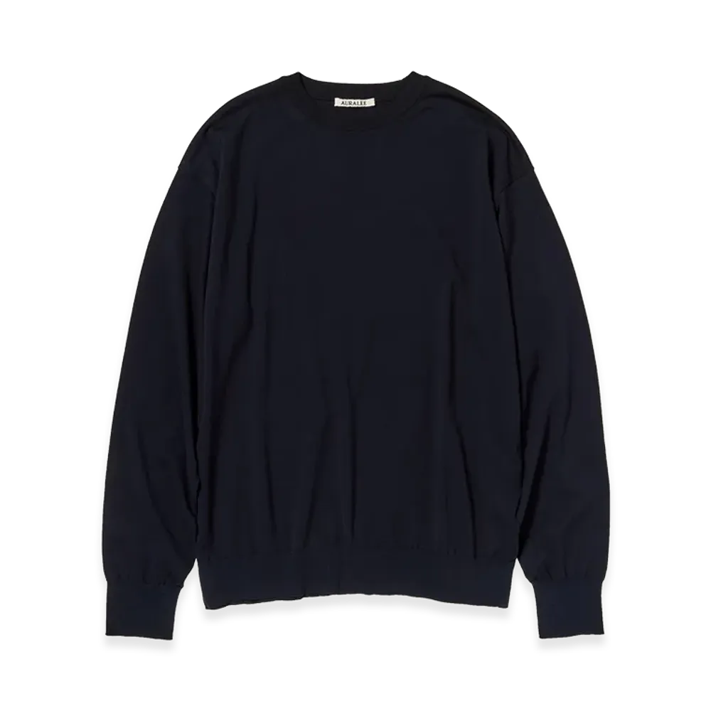 AURALEE Giza High Gauge Knit P/O "Dark Navy"