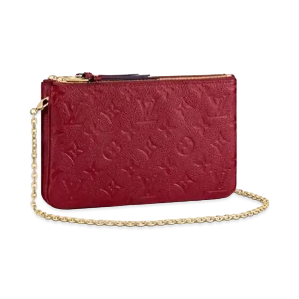 Louis Vuitton Monogram Empreinte Leather Pochette Double Zip "Cherry Berry"