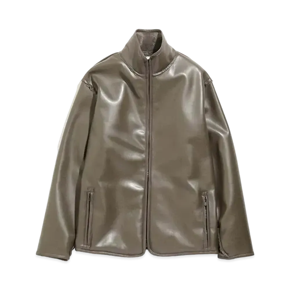 Needles LINED BOA JACKET - FAUX LTHR. "Grey"