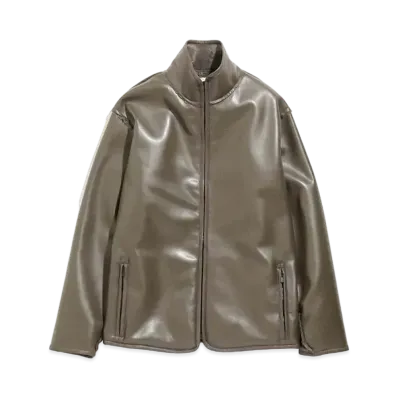 Needles LINED BOA JACKET - FAUX LTHR. "Grey"
