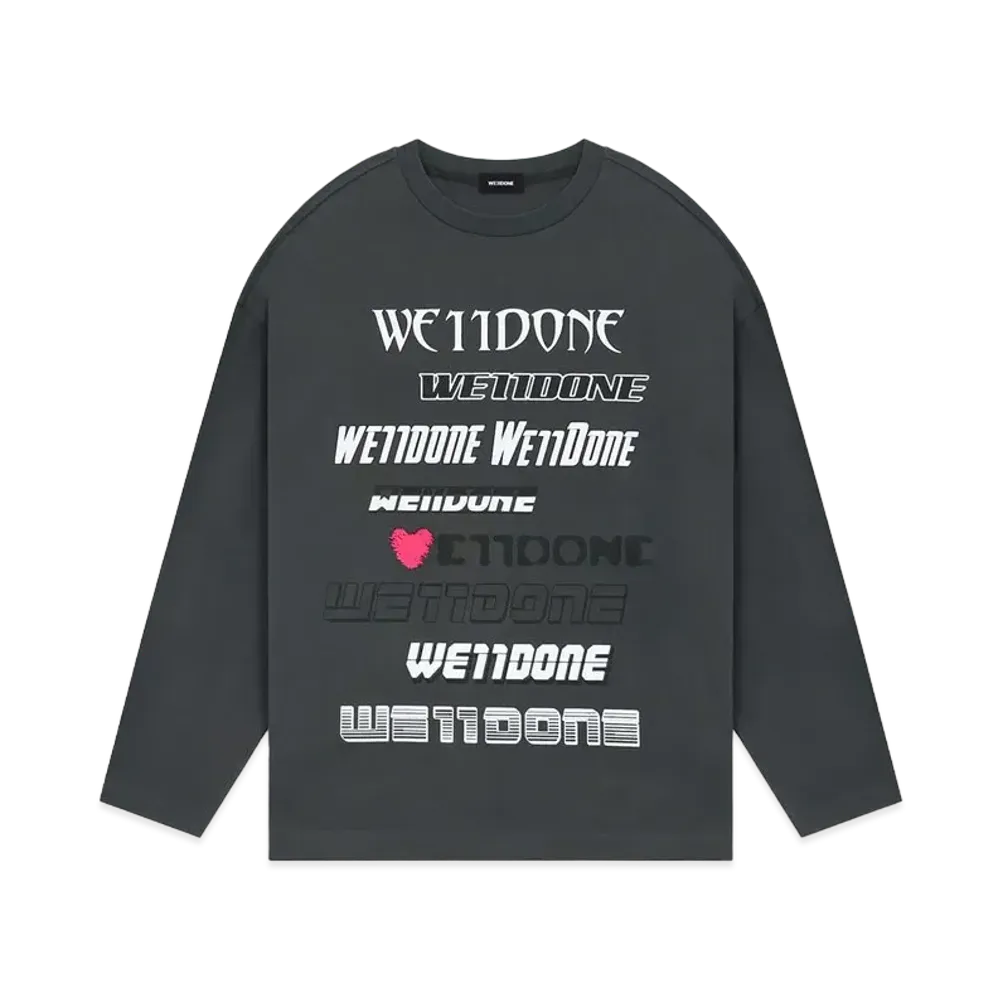 WE11DONE Charcoal Love We11Done Logo Long-Sleeved T-Shirt "Charcoal"