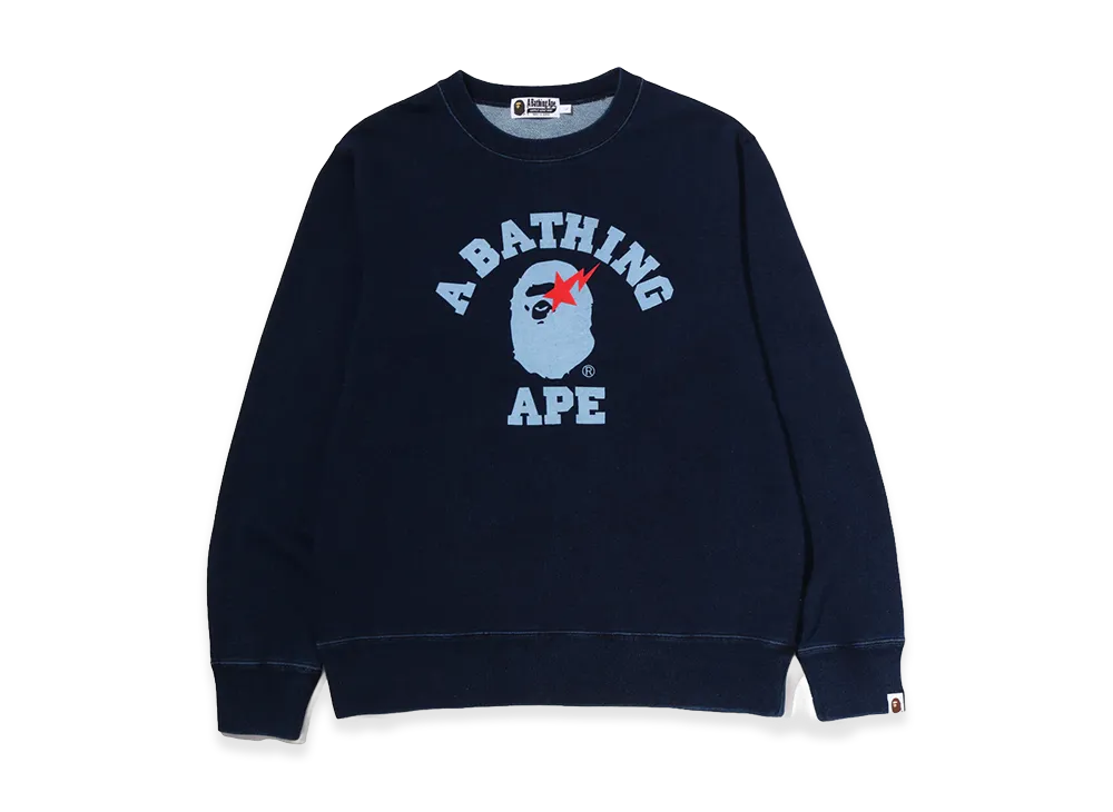 A BATHING APE College Indigo Crewneck Sweatshirt "Indigo"