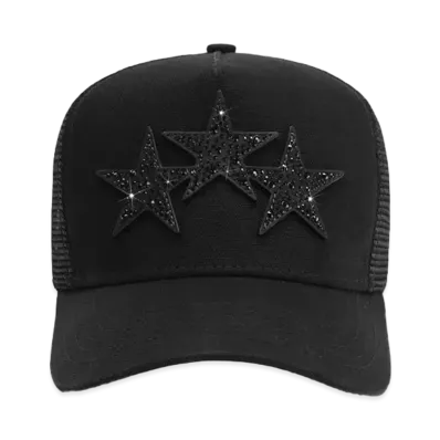 AMIRI Crystal 3 Star Trucker Hat "Black"