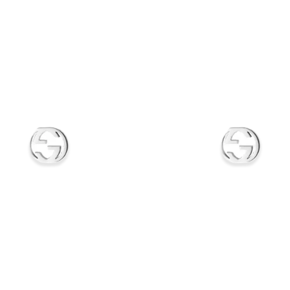 GUCCI Interlocking G White Gold Earrings "Silver"