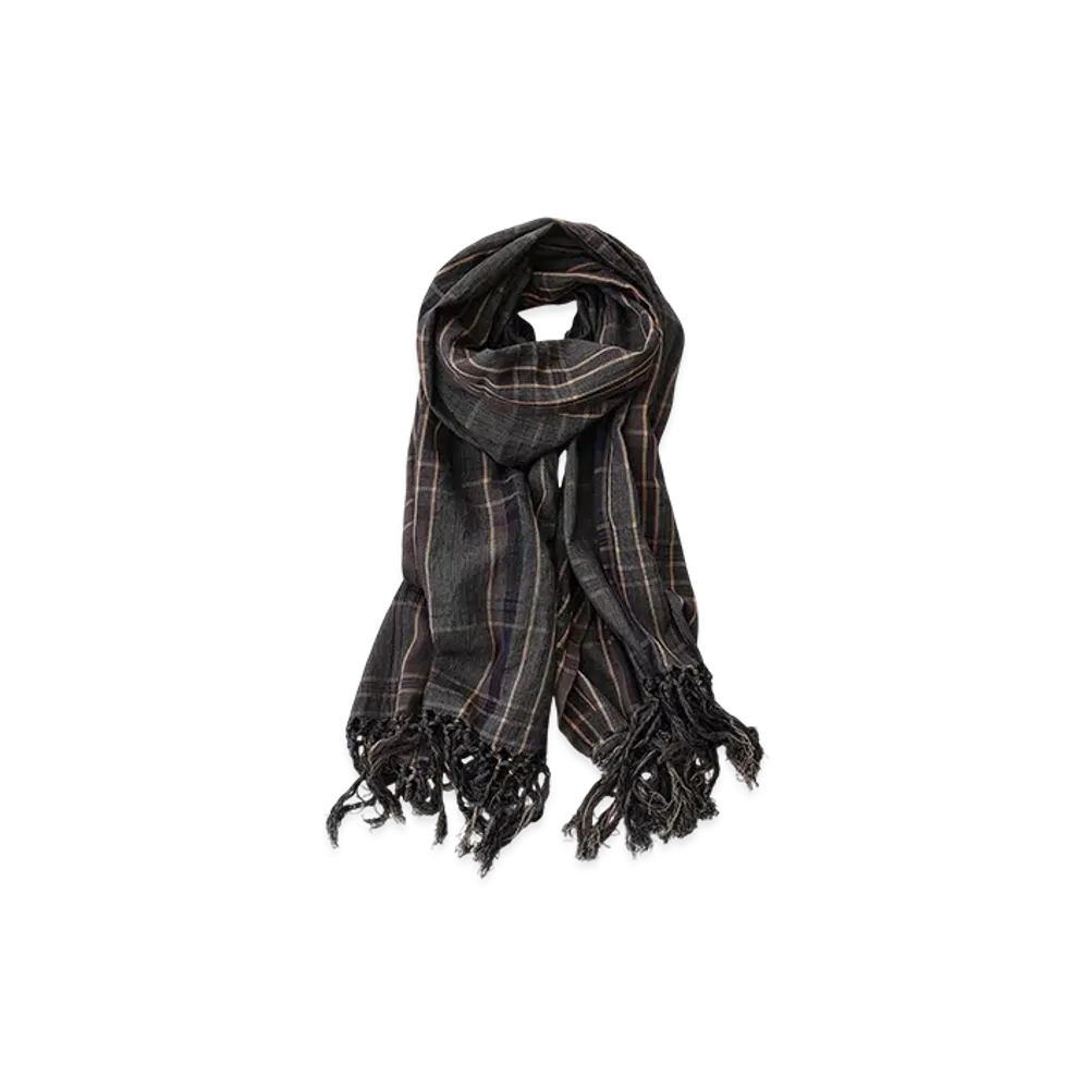 NICENESS Rahman Madras Check Fringed Scarf "Gray"