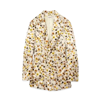 FUMIKA UCHIDA Flower Printed Round Lapel Jacket "Ecru"