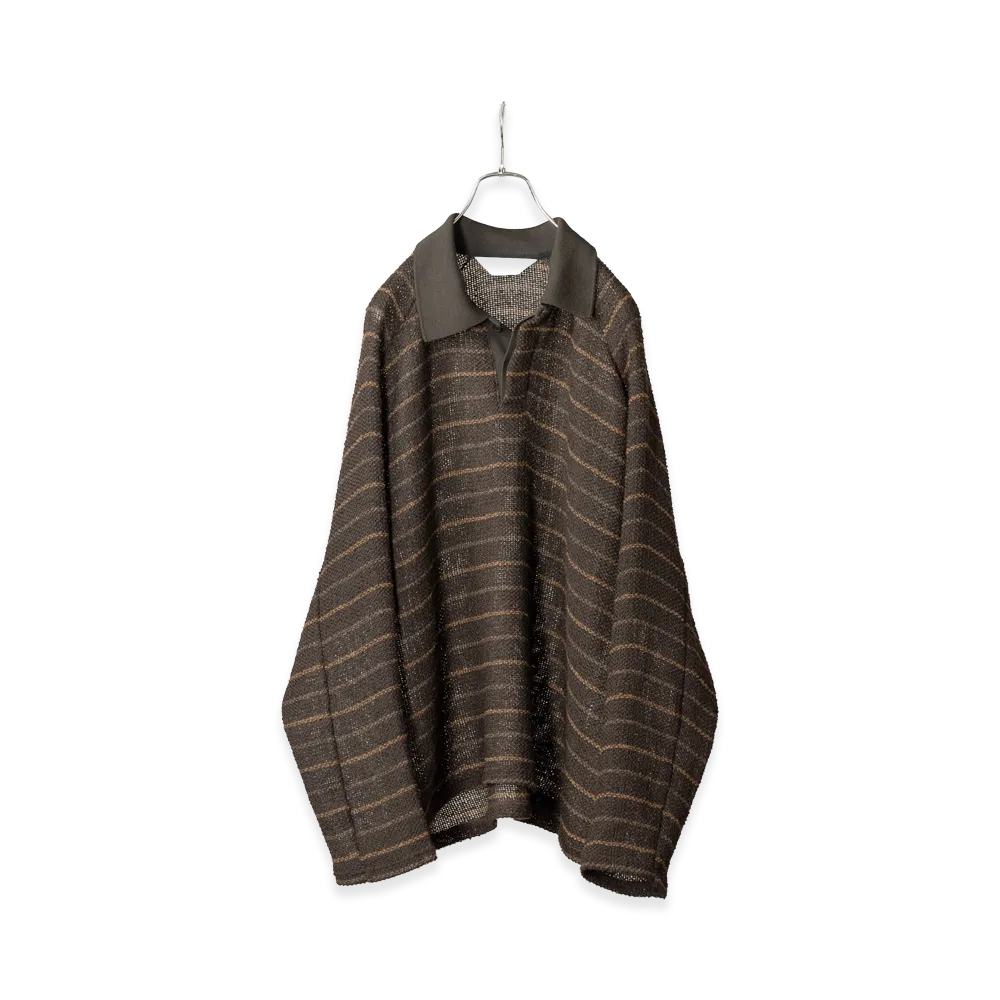 ANCELLM Cut Border Skipper Shirt "Black"