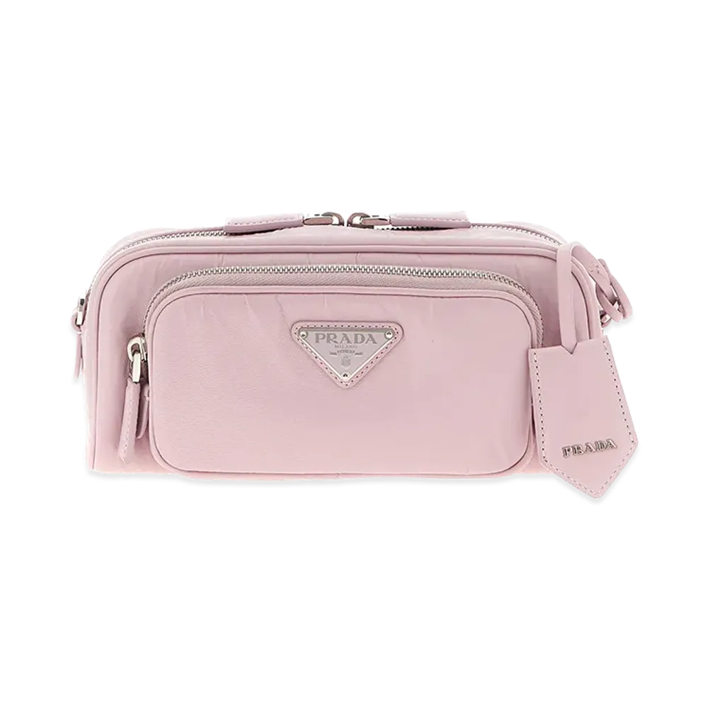 PRADA Women's Logo Antique Nappa Crossbody Bag "Pink"