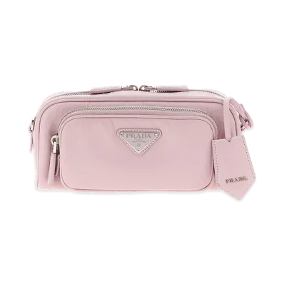 PRADA Women's Logo Antique Nappa Crossbody Bag "Pink"
