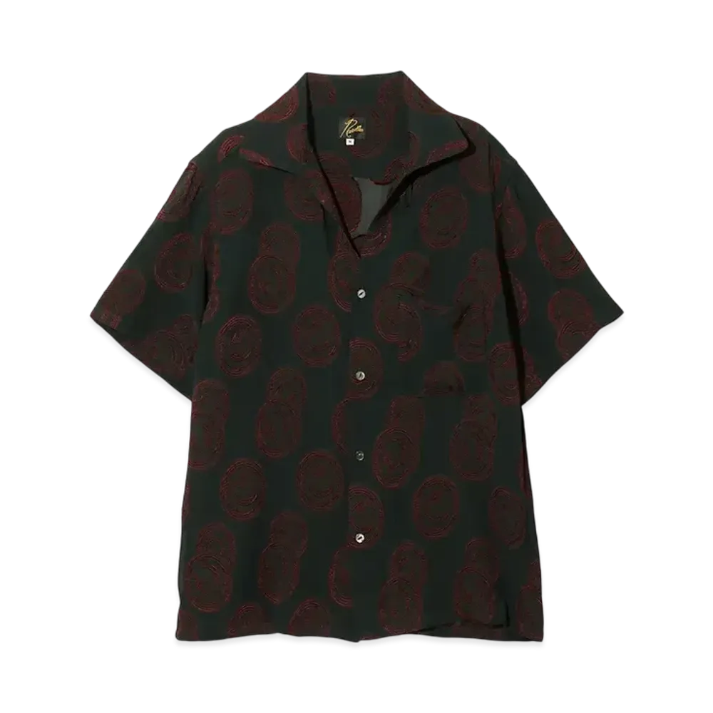 NEEDLES Italian Collar S/S Shirt - R/PE Ring Cut Jq "Black"