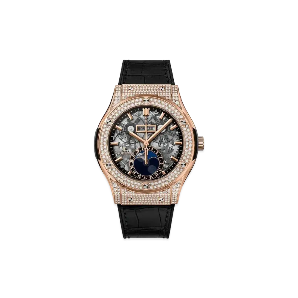 HUBLOT Classic Fusion Aerofusion Moonphase King Gold Pave 42mm