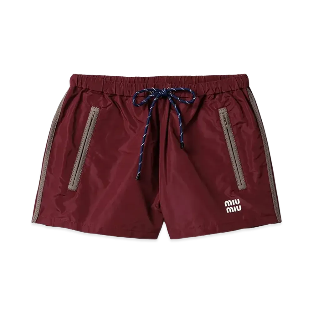 MIU MIU Women's Technical Fabric Shorts "Red"
