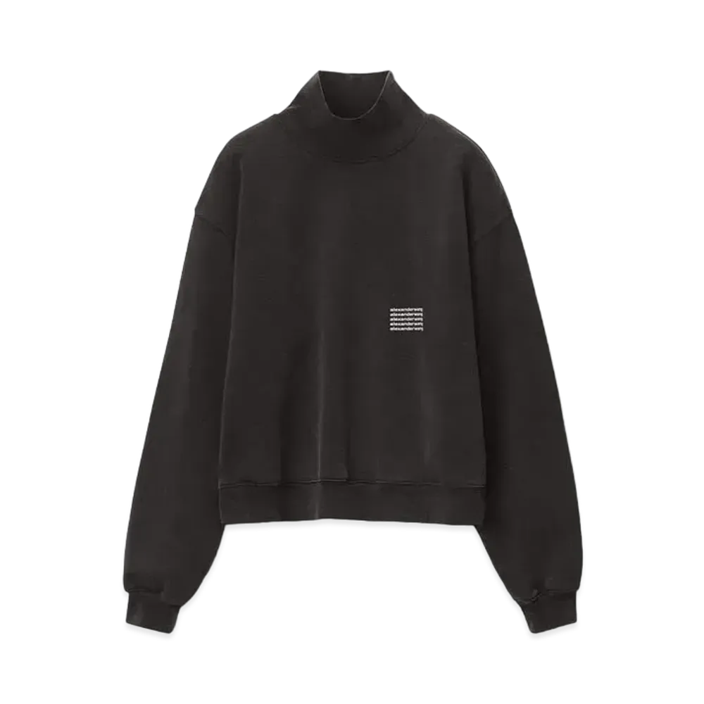Alexander Wang Dense Fleece Highneck Pullover "Acid Black"