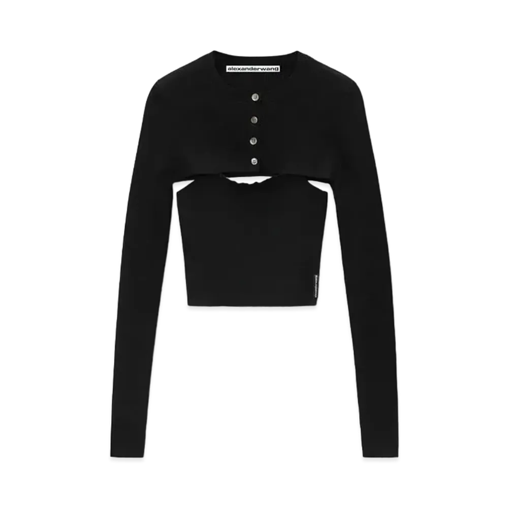 Alexander Wang Cropped Cardigan Twin Set "Black"