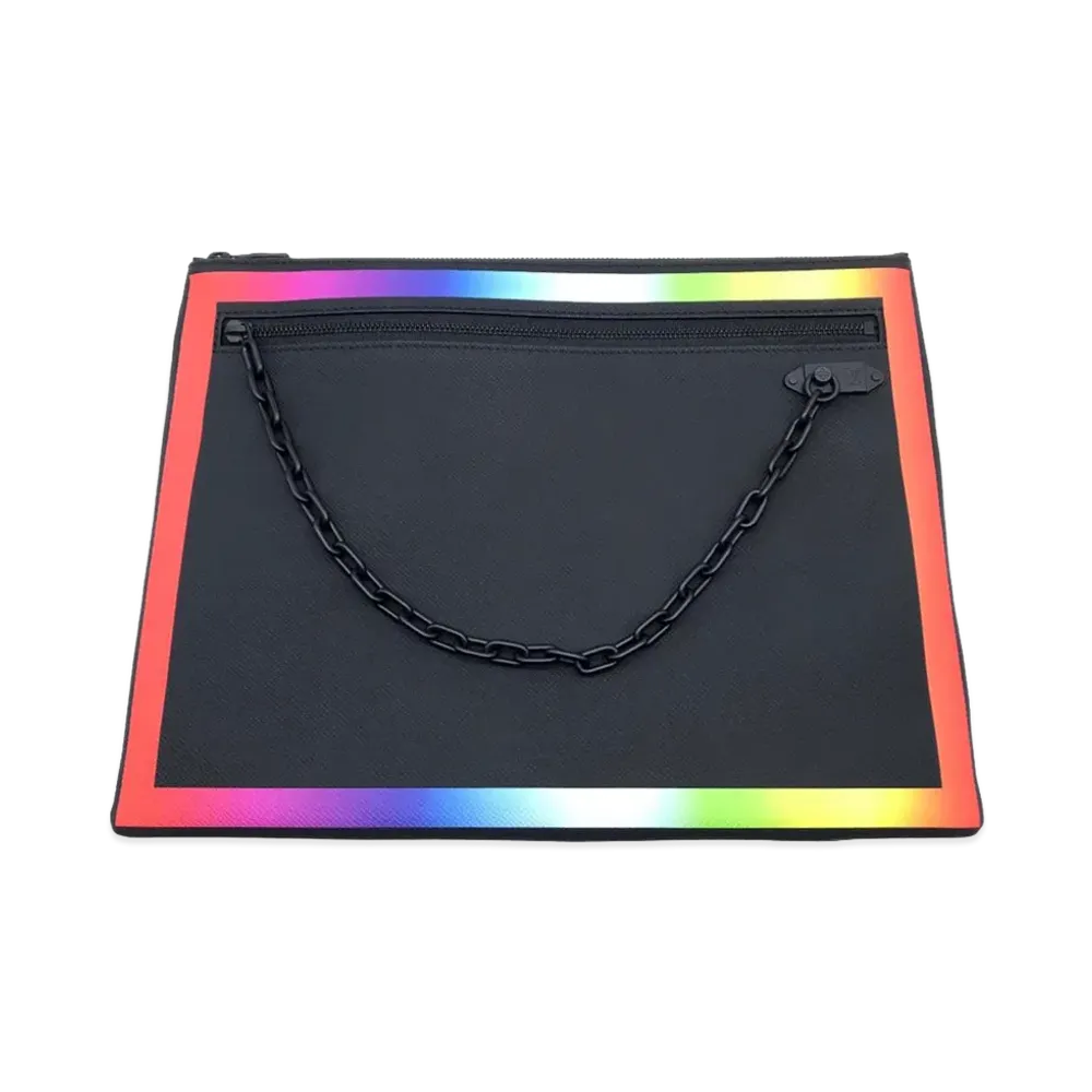 Louis Vuitton Pochette A4 Chain Taiga Leather "Black"