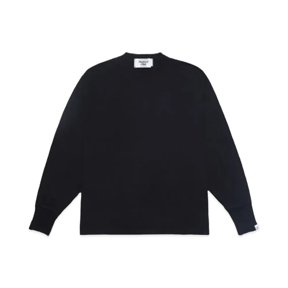 Perfect ribs Side Slit Long Sleeve T Shirts "Black"