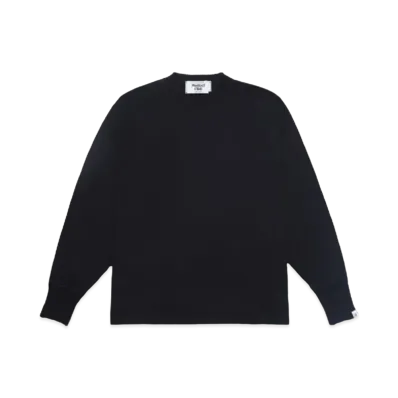 Perfect ribs Side Slit Long Sleeve T Shirts "Black"
