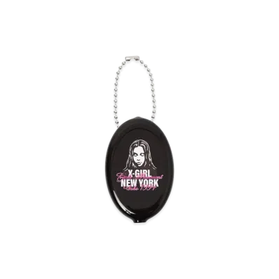 X-Girl Women's Face And Script Mix Logo Rubber Coin Case "Black"