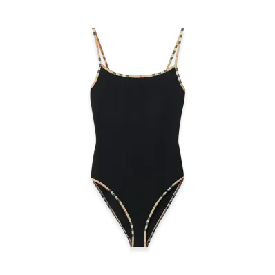 Burberry Women's Swimsuit With Checked Finishes "Black"