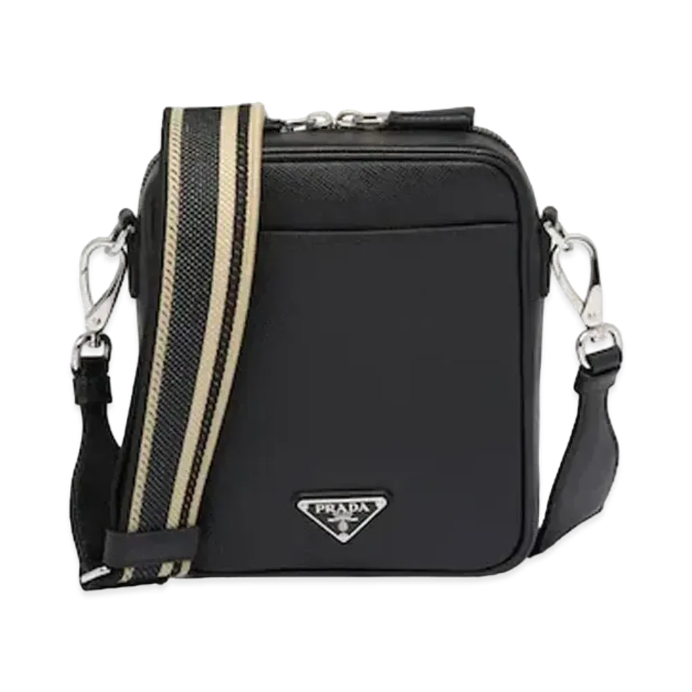 PRADA Saffiano Leather Shoulder Bag "Black"