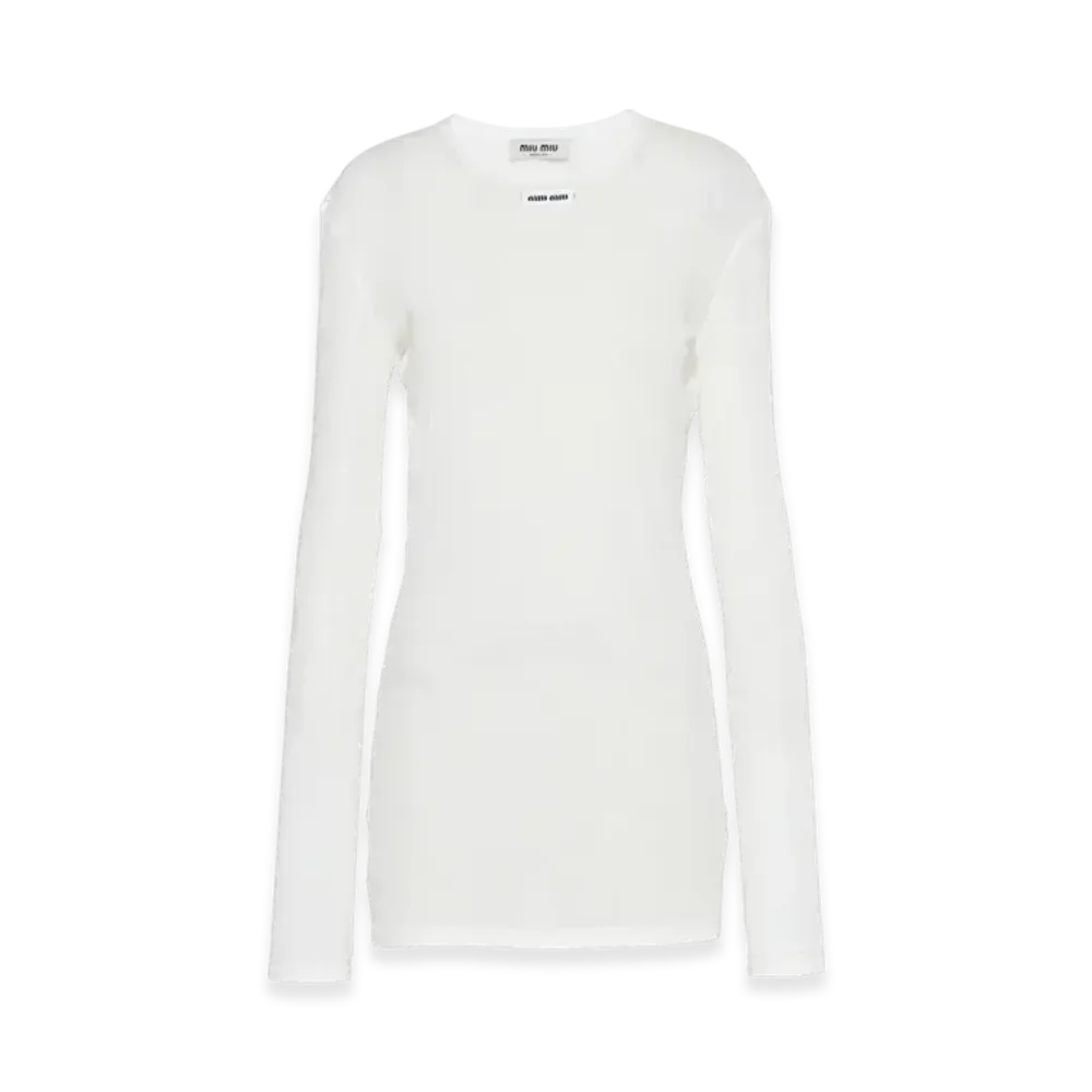 MIU MIU Women's Ribbed Knit Jersey Dress "White"