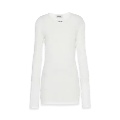MIU MIU Women's Ribbed Knit Jersey Dress "White"