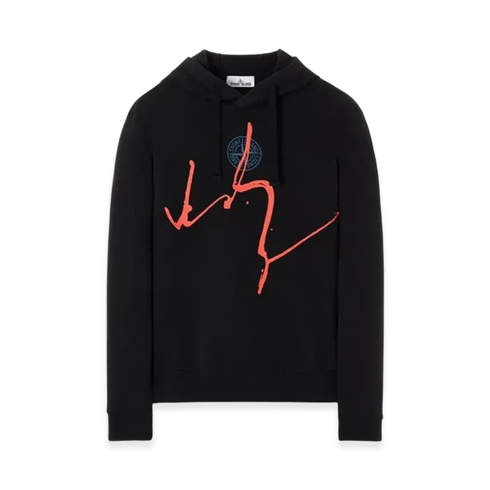 Stone Island 66481 Cotton Fleece 'Ink Three' Print Hooded Sweatshirt - 22SS "Black"