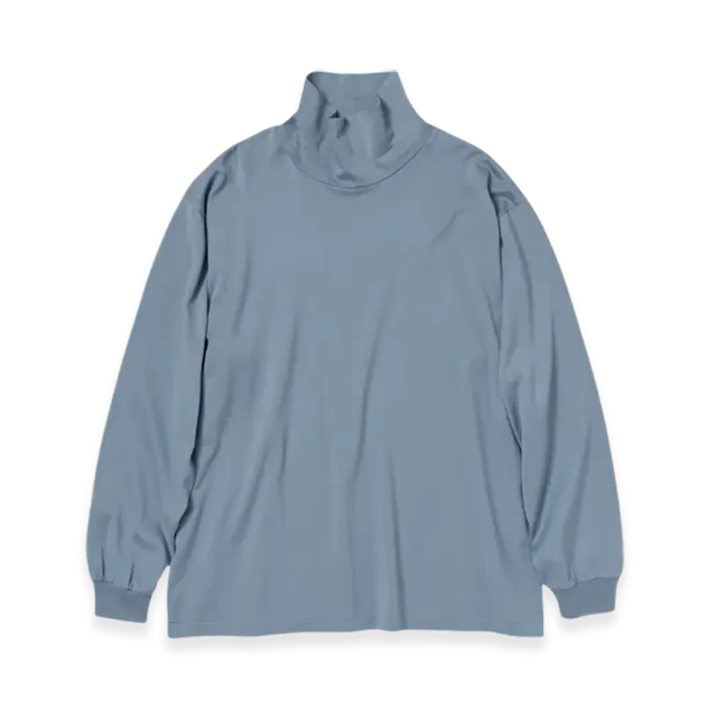 AURALEE Luster Plaiting Hi Neck L/S T-Shirt "Dusty Blue"