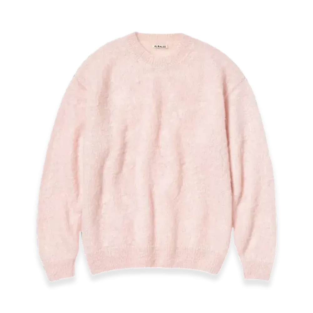 AURALEE Brushed Super Kid Mohair Knit Pullover "Light Pink"