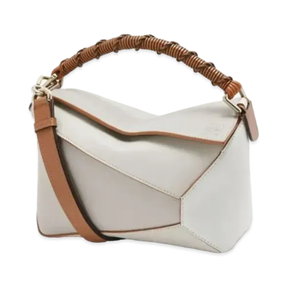 LOEWE Small Puzzle Edge Bag In Nappa Calfskin "Ghost/Soft White"