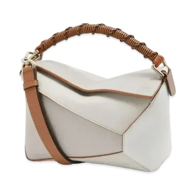 LOEWE Small Puzzle Edge Bag In Nappa Calfskin "Ghost/Soft White"