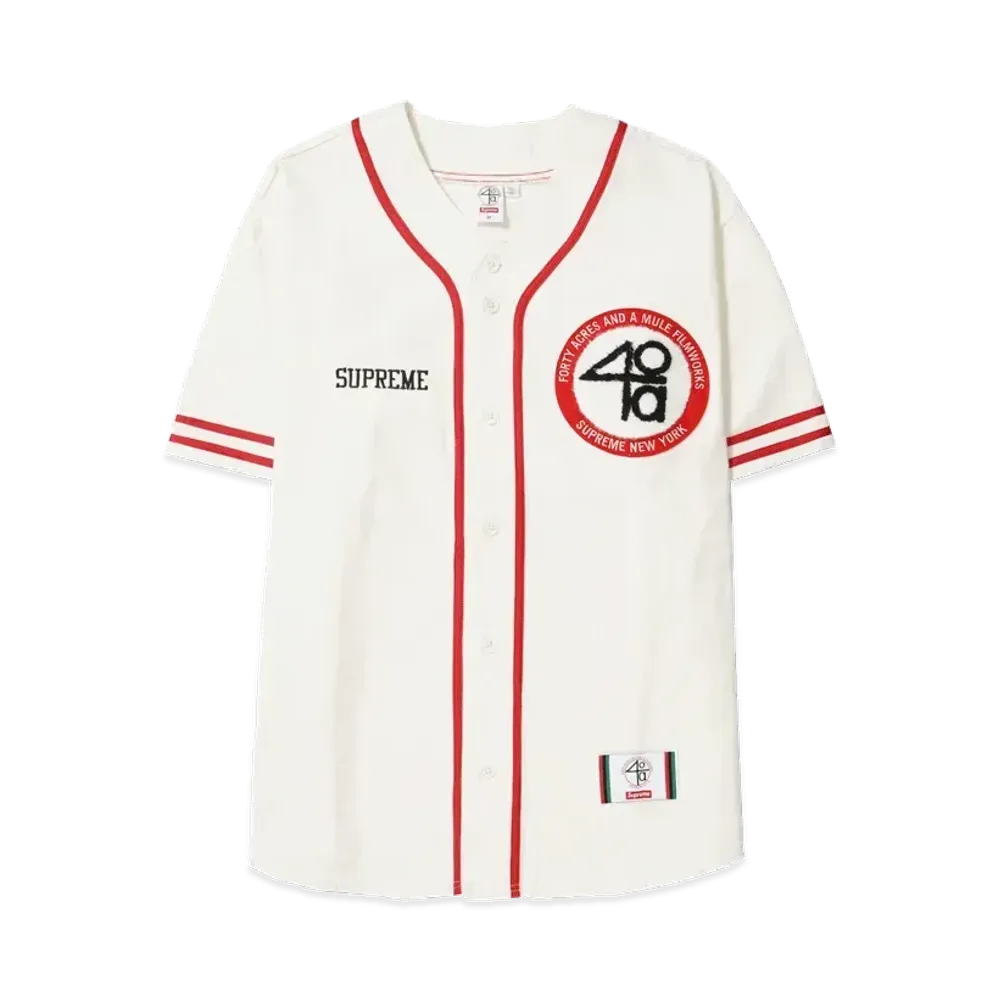Supreme x 40 Acres Twill Baseball Jersey "Natural"