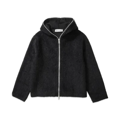 OUR LEGACY Full Zip Hood "Black Hairy Wool"