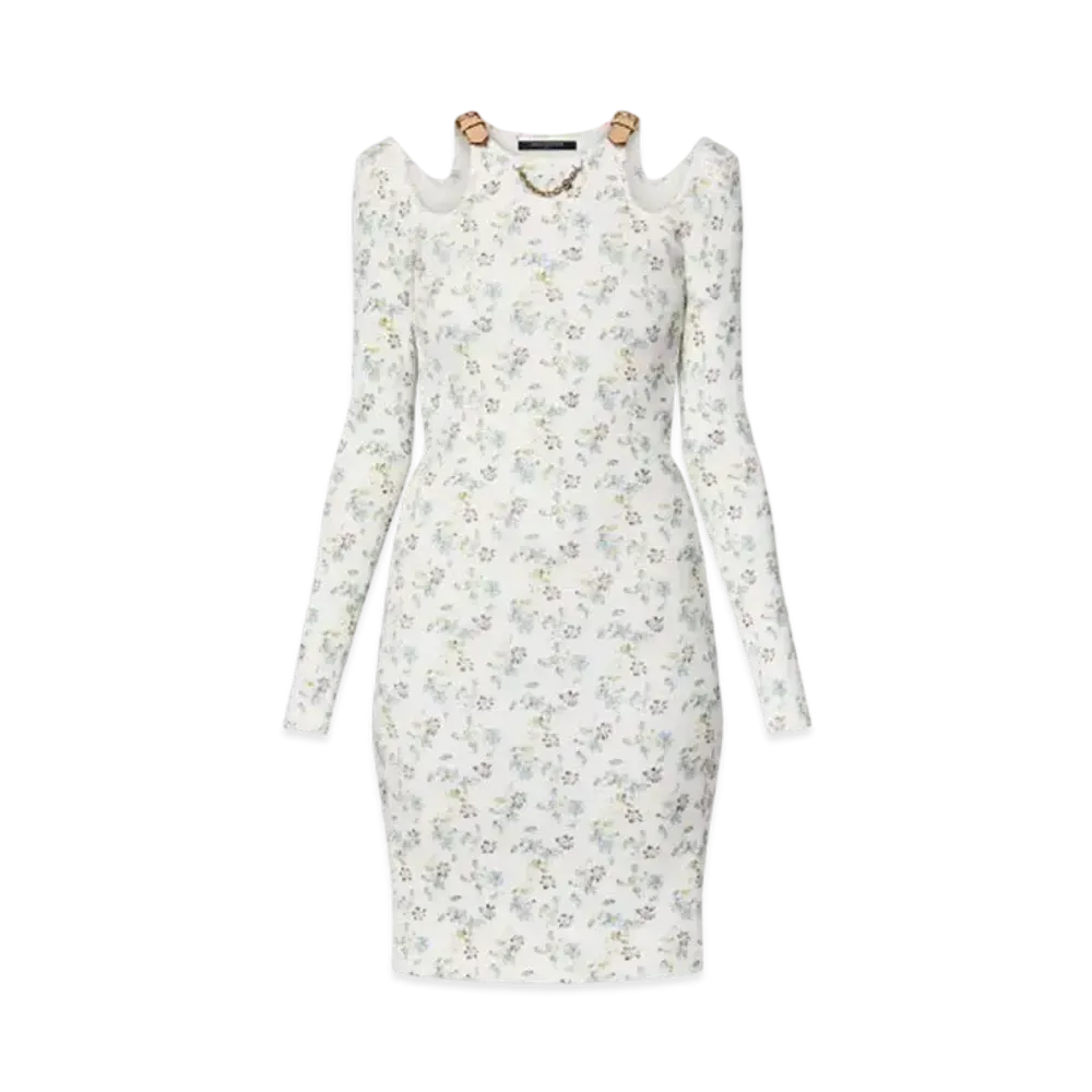 Louis Vuitton Floral Print Eyelet Strap Dress "Blanc Lait"