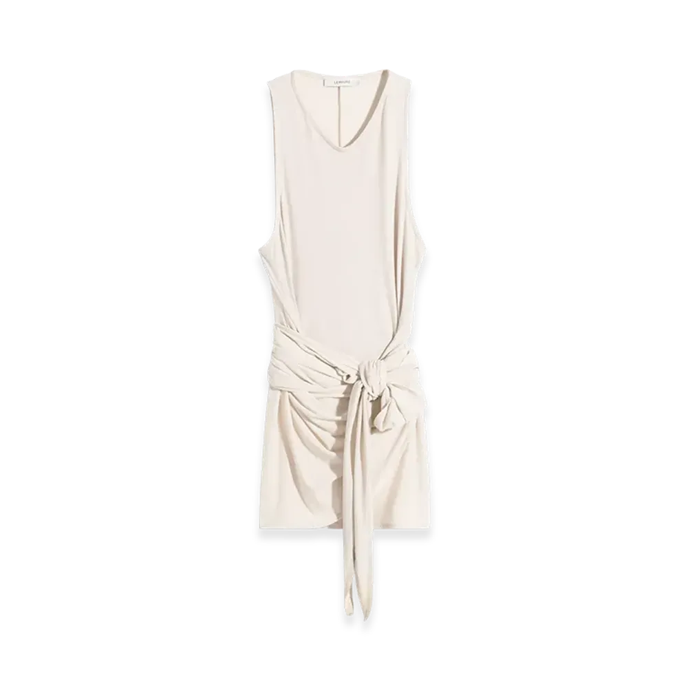 LEMAIRE Women's Viscose Crepe Jersey Sleeveless Wrap Top "Cream"