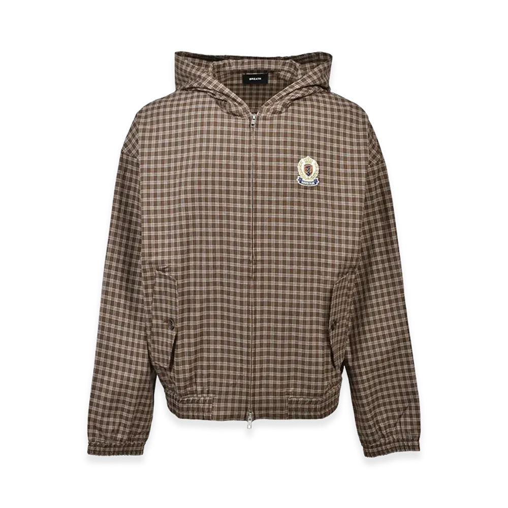 BREATH Emblem Logo Check Zip Up Hoodie "Brown"
