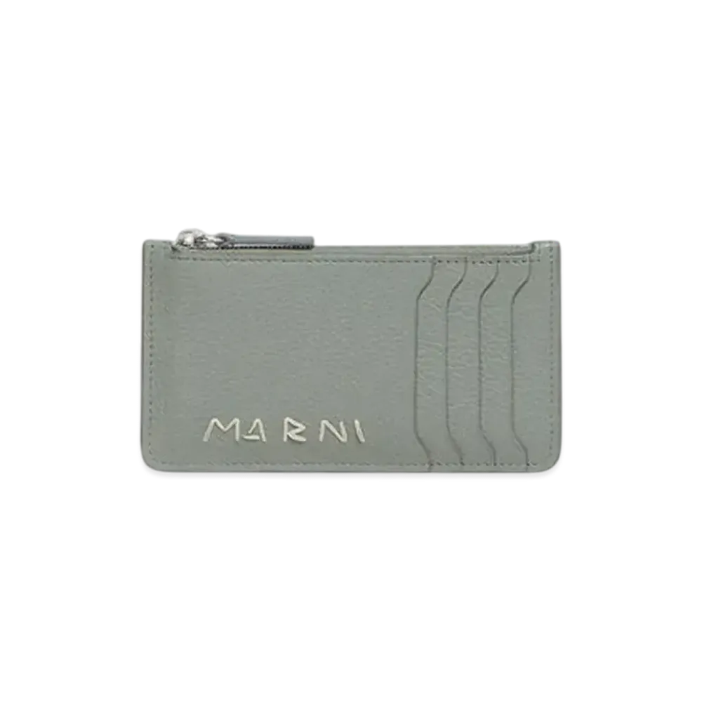 Marni Leather Card Case with Marni Mending Embroidery "Storm"