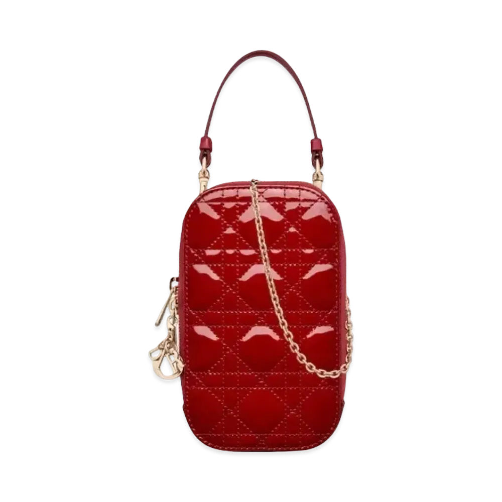 Dior Lady Dior Phone Holder "Red"