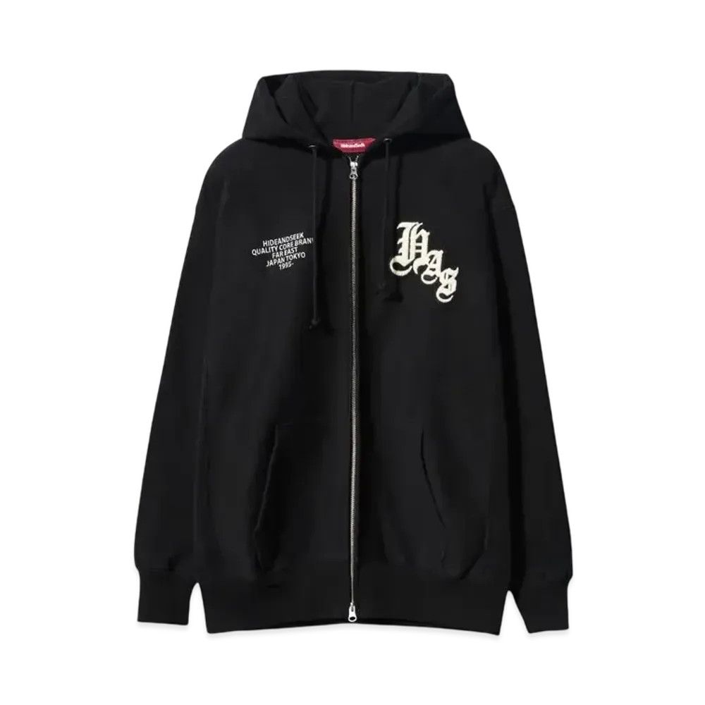Hide and Seek HAS Zip Hooded Sweat Shirt "BLACK"