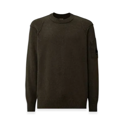 C.P. Company Lambswool GRS Crewneck Lens Sweater "Dark Shadow Grey"