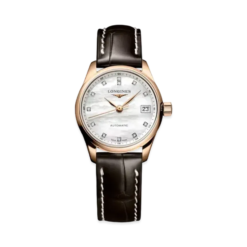 Longines Master Collection 25.50mm "White Mother-of-Pearl/Pink Gold /Brown" L2.128.8.87.3