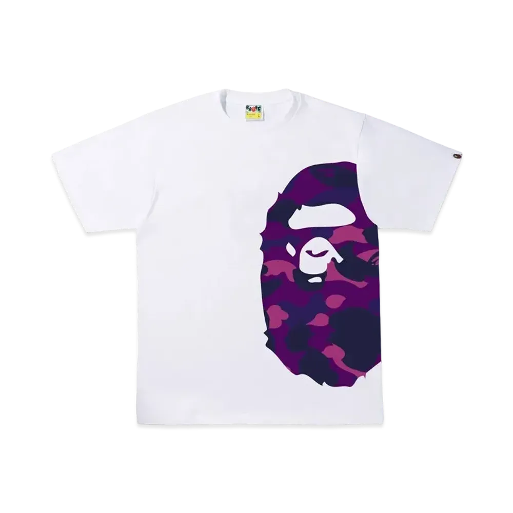 A BATHING APE COLOR CAMO SIDE BIG APE HEAD TEE "White Purple"