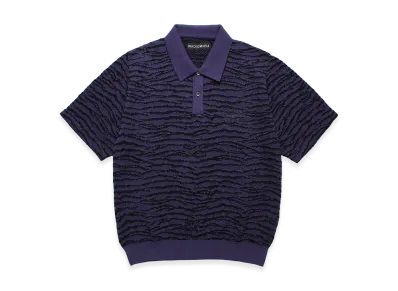 WACKO MARIA Tiger Jacquard Knit Polo Shirt "Purple"