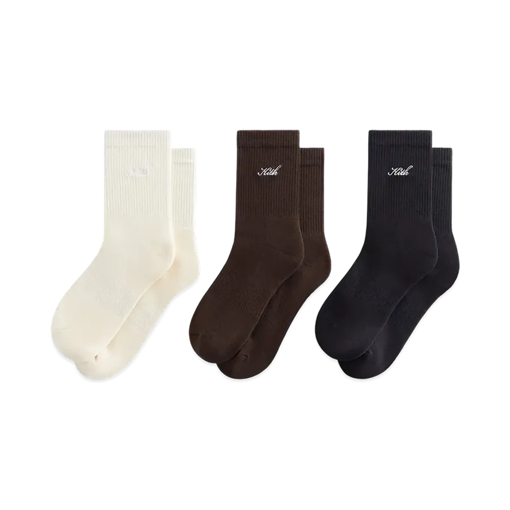 Kith Women Script Light Mid Calf 3-Pack Crew Socks "Multi"