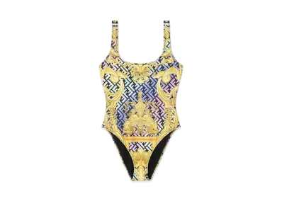 FENDI x Versace Fendace Gold Baroque One-Piece Swimsuit