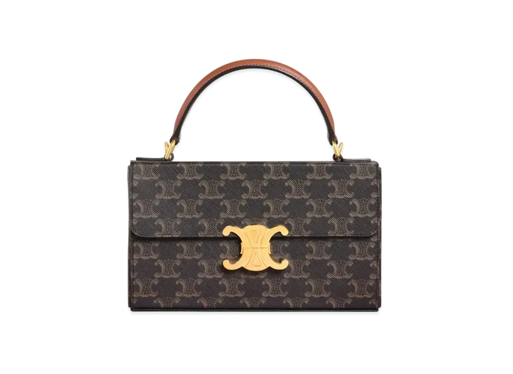 CELINE Box Triomphe In Triomphe Canvas And Calfskin "Tan"