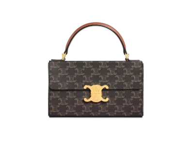 CELINE Box Triomphe In Triomphe Canvas And Calfskin "Tan"