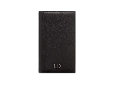 Dior Two-Folded Long Card Holder CD Icon Grained Calfskin "Black"