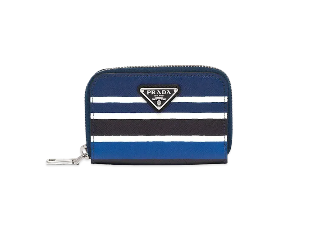 PRADA Print Saffiano Reather Coin Case "Light Blue"